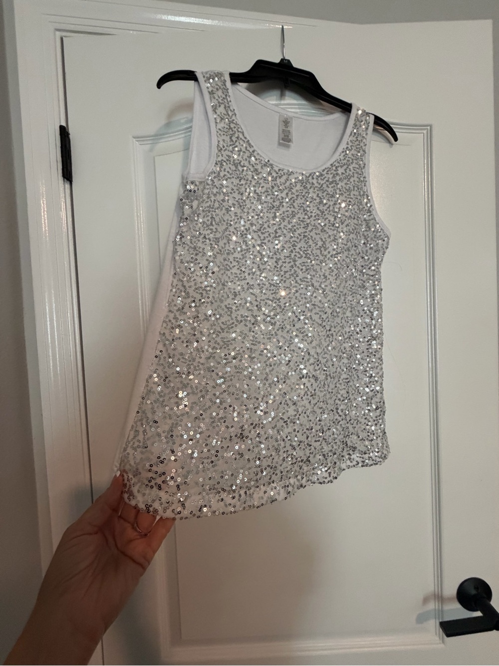 Sequin Tank Top - White
